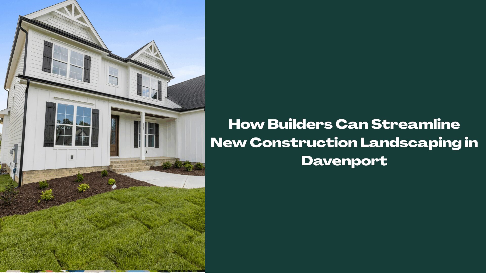 New construction home in Davenport, Florida with freshly installed landscaping and sod, representing builder landscaping services by Florida Landscape Co.