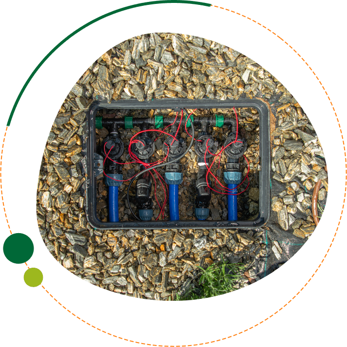 Irrigation control valves and wiring system inspected during routine maintenance in Davenport, Florida.