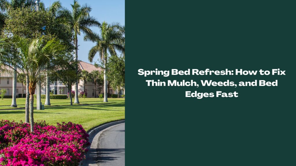 Spring bed refresh landscaping in Davenport FL with mulch, weed control, and clean bed edges