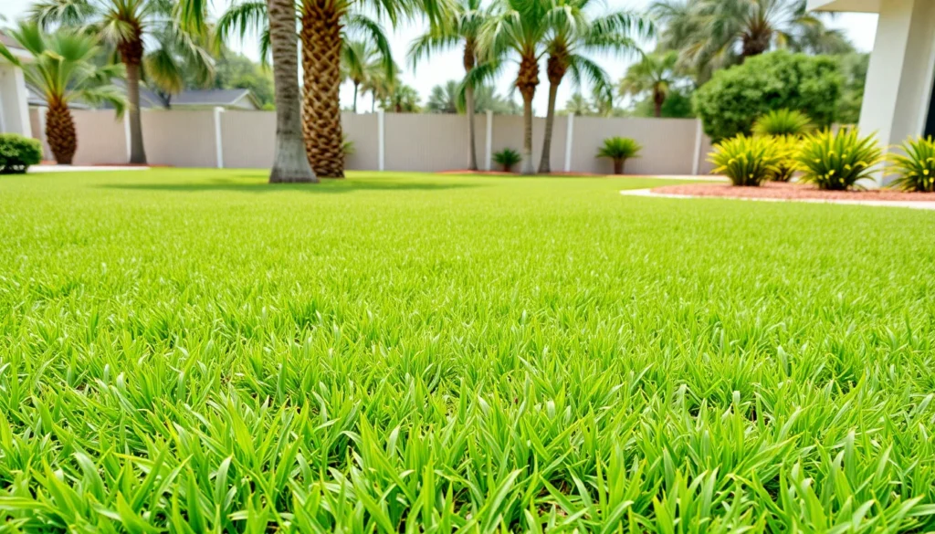 Dense zoysia grass lawn in Central Florida showing thick green carpet-like texture under bright sunlight